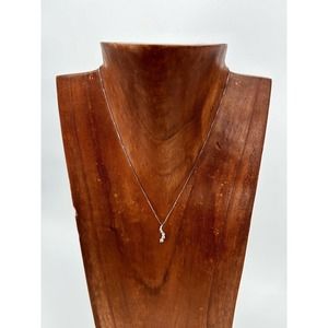 14K White Gold 7 Diamond Journey Pendant Necklace 14K Chain 18"